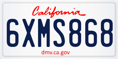 CA license plate 6XMS868