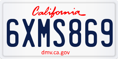 CA license plate 6XMS869
