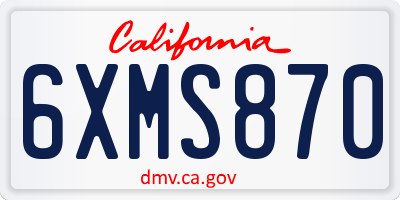 CA license plate 6XMS870