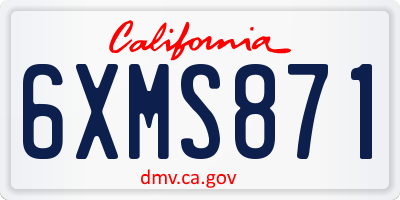 CA license plate 6XMS871