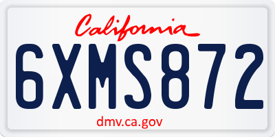 CA license plate 6XMS872