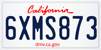 CA license plate 6XMS873