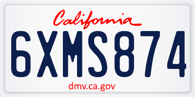 CA license plate 6XMS874