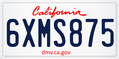 CA license plate 6XMS875