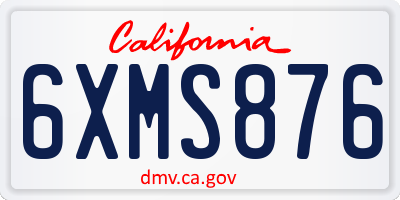 CA license plate 6XMS876