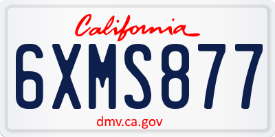 CA license plate 6XMS877