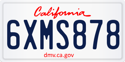 CA license plate 6XMS878