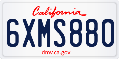 CA license plate 6XMS880