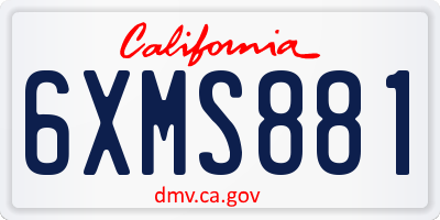 CA license plate 6XMS881