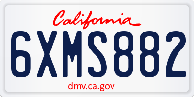 CA license plate 6XMS882