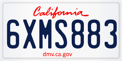CA license plate 6XMS883