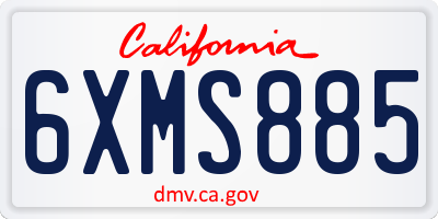 CA license plate 6XMS885