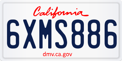 CA license plate 6XMS886