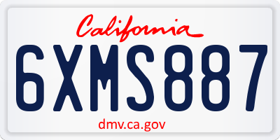 CA license plate 6XMS887