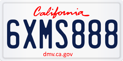 CA license plate 6XMS888