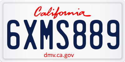 CA license plate 6XMS889