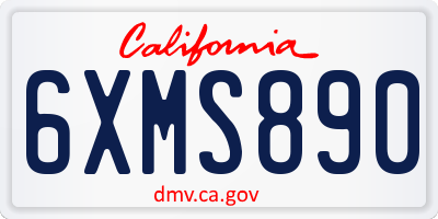 CA license plate 6XMS890
