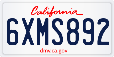 CA license plate 6XMS892