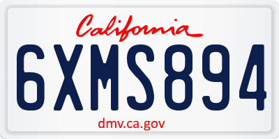 CA license plate 6XMS894
