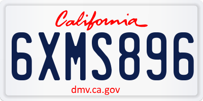 CA license plate 6XMS896
