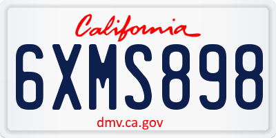 CA license plate 6XMS898