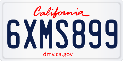 CA license plate 6XMS899
