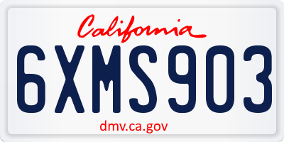 CA license plate 6XMS903