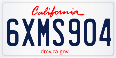 CA license plate 6XMS904