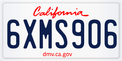 CA license plate 6XMS906