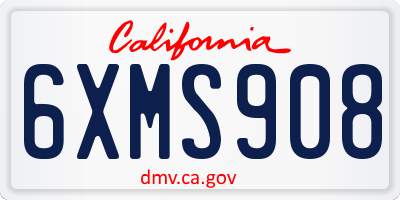 CA license plate 6XMS908