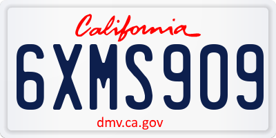 CA license plate 6XMS909
