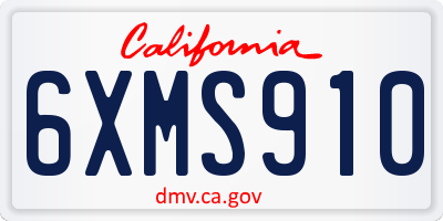 CA license plate 6XMS910