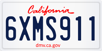 CA license plate 6XMS911