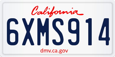 CA license plate 6XMS914