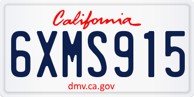 CA license plate 6XMS915