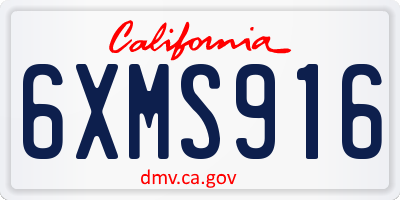 CA license plate 6XMS916