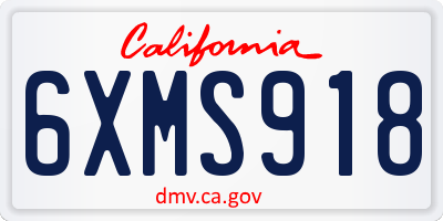CA license plate 6XMS918