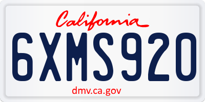 CA license plate 6XMS920