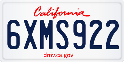 CA license plate 6XMS922