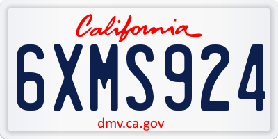 CA license plate 6XMS924