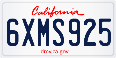 CA license plate 6XMS925