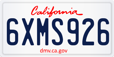 CA license plate 6XMS926