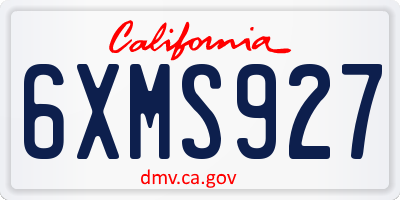 CA license plate 6XMS927
