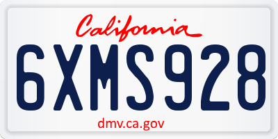 CA license plate 6XMS928