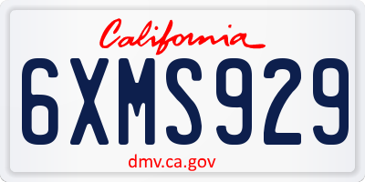 CA license plate 6XMS929