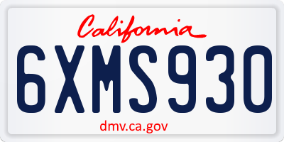 CA license plate 6XMS930