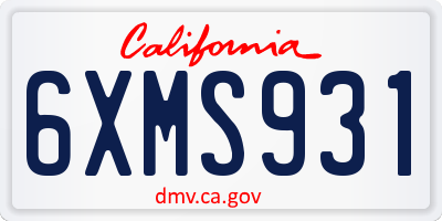 CA license plate 6XMS931