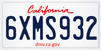 CA license plate 6XMS932