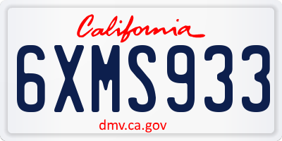 CA license plate 6XMS933