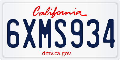 CA license plate 6XMS934